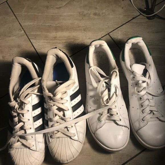 Adidas Classic Stan Smith White Green Leather Size 6.5 - Picture 3 of 3